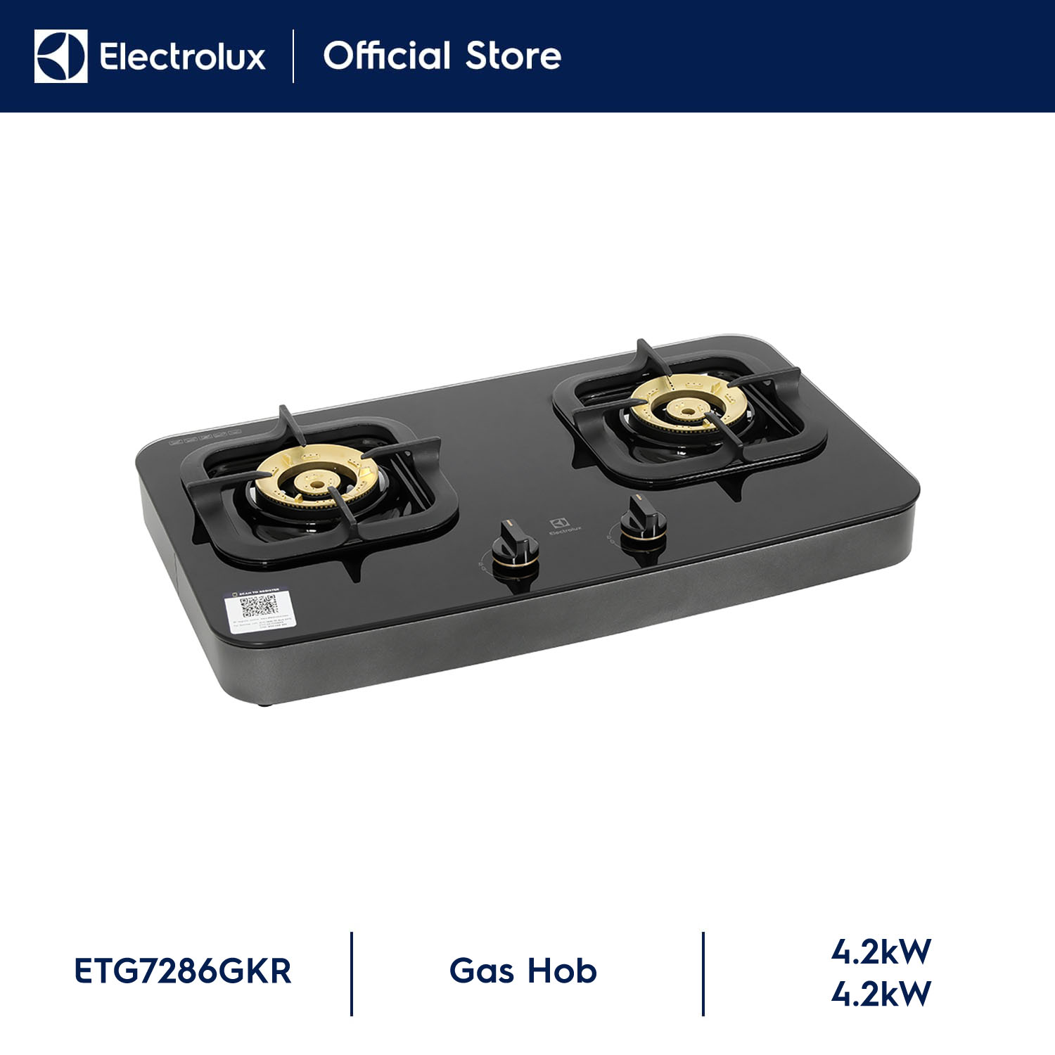 Electrolux Gas Cooker with 2 Place (ETG7286GKR)
